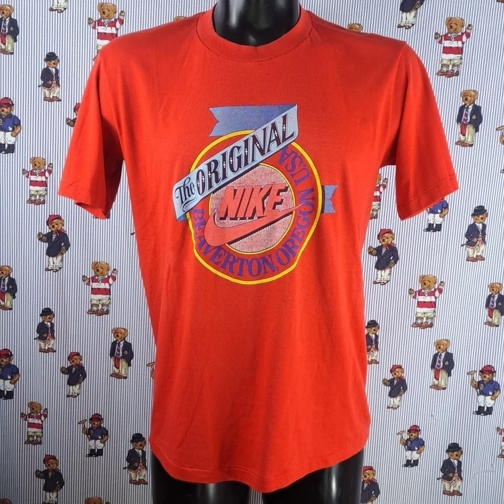 Vintage 80's Nike The Original Beaverton Oregon spellout red graphic XL t-shirt